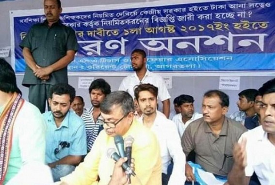SSA Teachers reminded Education Minister about pre-poll promise of Regularization on 2nd anniversary of Hunger Strike, told BJP Govt ‘Eagerly Waiting to be Regularized’ SSA Teachers reminded Education Minister about pre-poll promise of Regularization on 2nd anniversary of Hunger Strike, told BJP Govt ‘Eagerly Waiting to be Regularized’